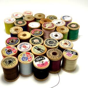 Vintage Thread On Wooden Spools Lot Of 30